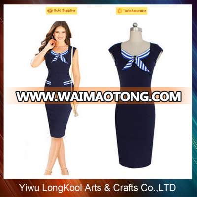 China manufacturers sexy navy dress sleeveless women office dress