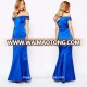 Wholesale blue satin women party fishtail evening dress 2016