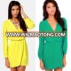 2014 NEW FASHION latest dress design Women's V-Neck overlay Long Sleeve Chiffon Mini Dress for ladies